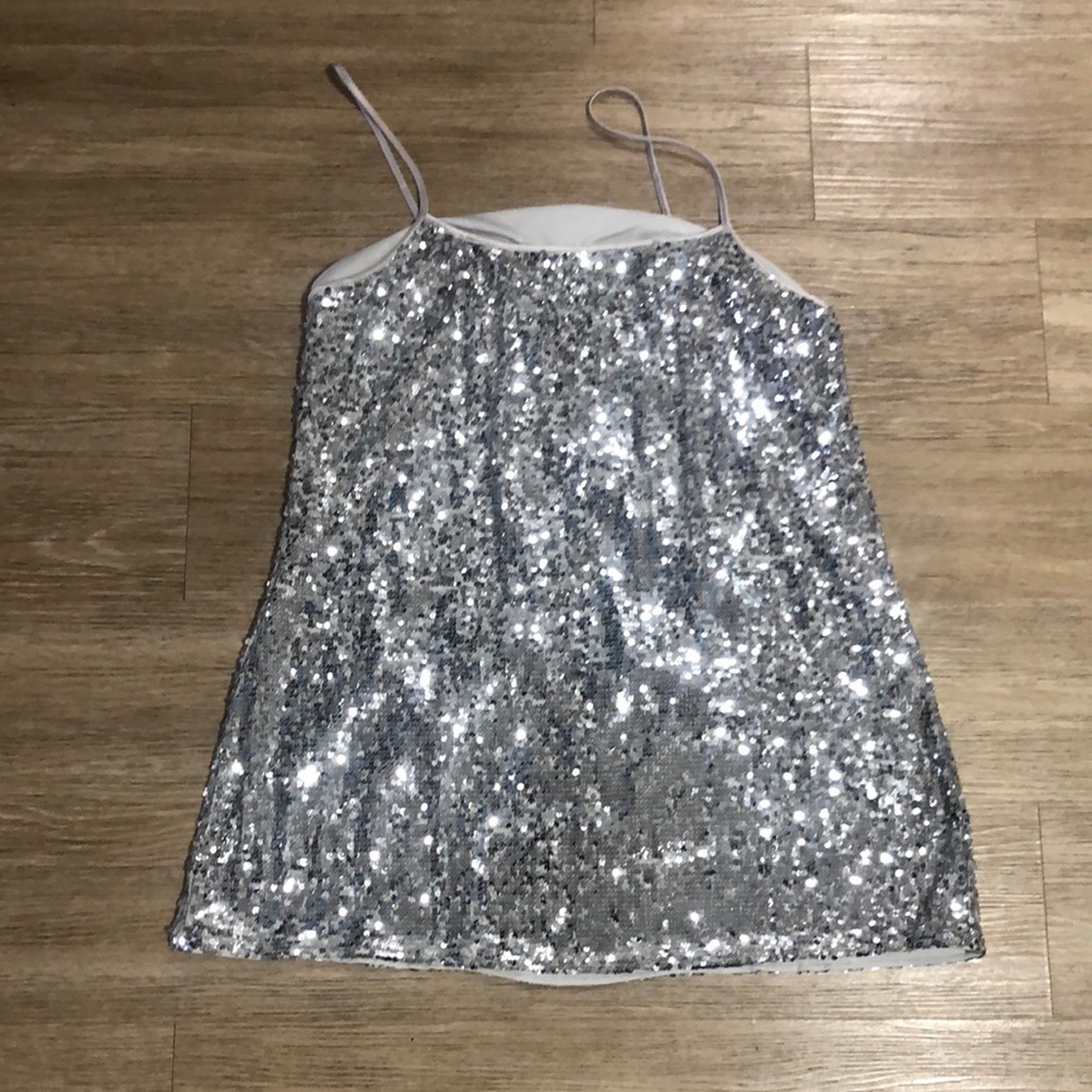 H&M Silver Sequin Mini Dress